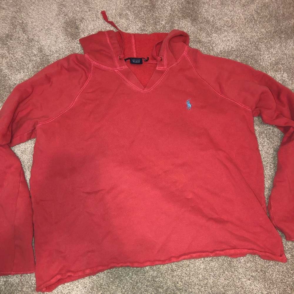 Vintage Ralph Lauren Sport Cropped Pink Hoodie